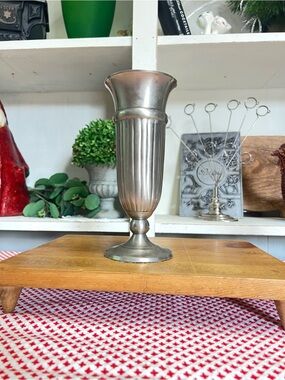 Vintage vase metal pewter? IHI India decor grandma core